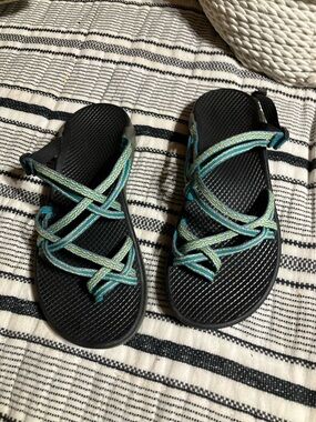 Chaco Black Sandal with Aqua/Green Accents